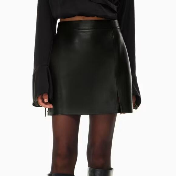 Aritizia Dresses & Skirts - Aritzia Wilfred Patio High Waist Vegan Leather Mini Skirt Black S